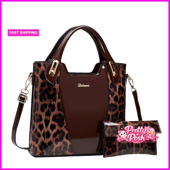 Handbags - Leather Tote Bag with Zipper Closure, Adjustable Strap, Medium Size